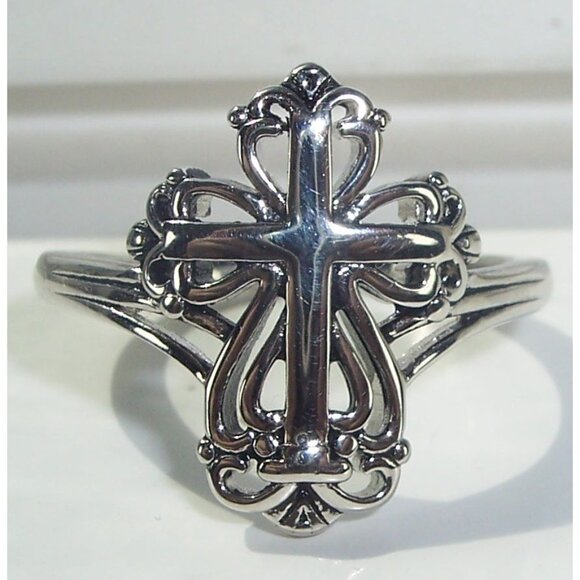 Jewelry - 925 STERLING SILVER  Antique Style Dainty Cross Ring